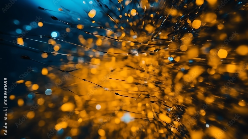 Naklejka premium Abstract Golden Lights And Dark Blue Background