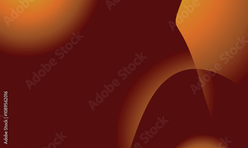 This image features an abstract design with a warm color palette, primarily shades of deep red, orange, and brown. The composition includes smooth, overlapping, curving shapes and gradients, creating 