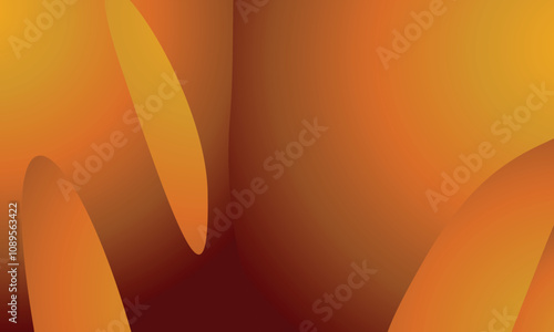 This image features an abstract design with a warm color palette, primarily shades of deep red, orange, and brown. The composition includes smooth, overlapping, curving shapes and gradients, creating 