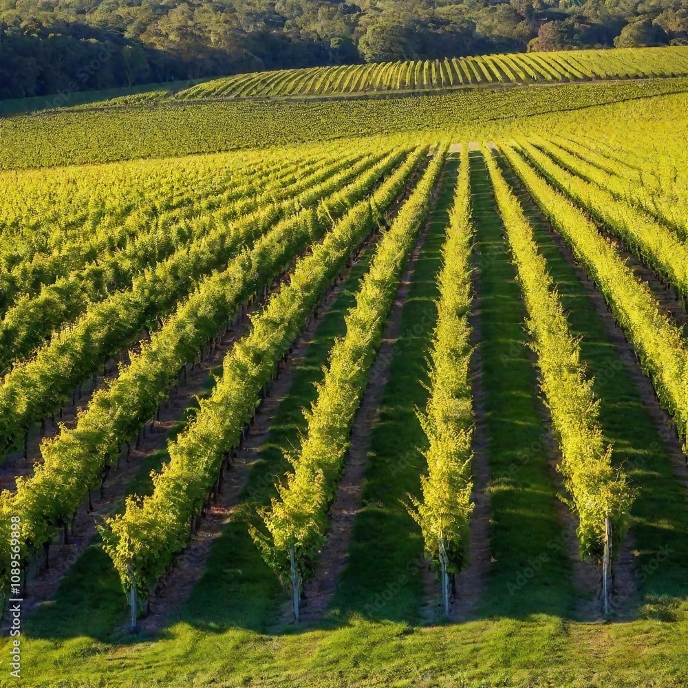 rows of wine vines in a vineyard. rows of wine vines in a vineyard.