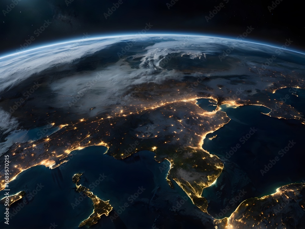 Fototapeta premium Earth at Night Europe Middle East City Lights