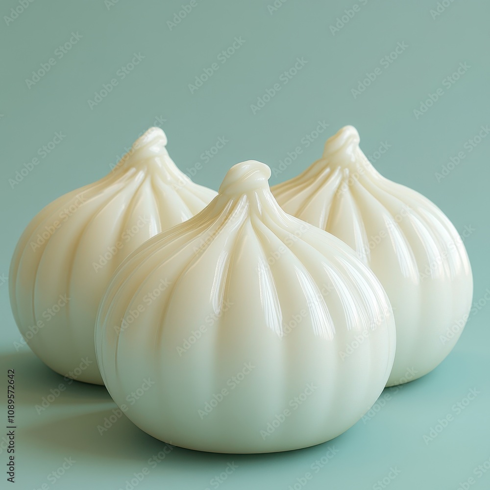 Obraz premium Elegant Dumpling Trio: A Minimalist Food Art Composition