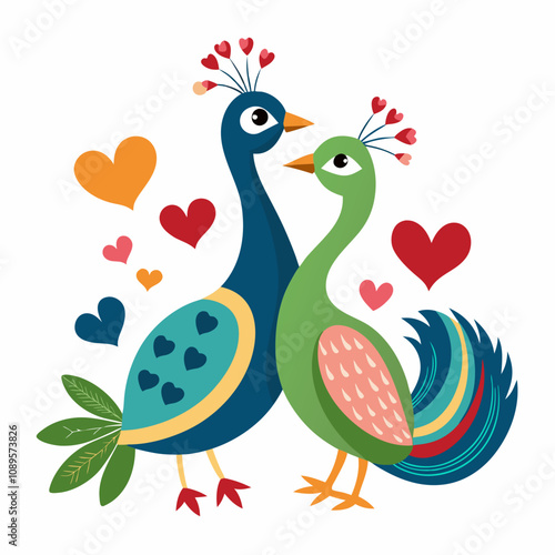 Lovebird Vector Art for Valentine's Day and Romantic Themes