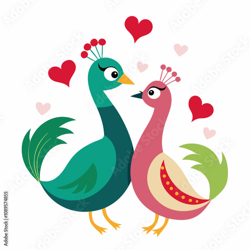 Lovebird Vector Art for Valentine's Day and Romantic Themes