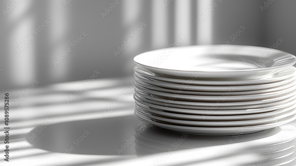 Minimalist white ceramic plates on clean surfaces Minimalist white ceramic plates on clean surfaces