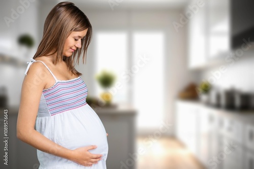 Free Download Portrait Of Beautiful Pregnant Woman Embracing Belly - GFXLoad