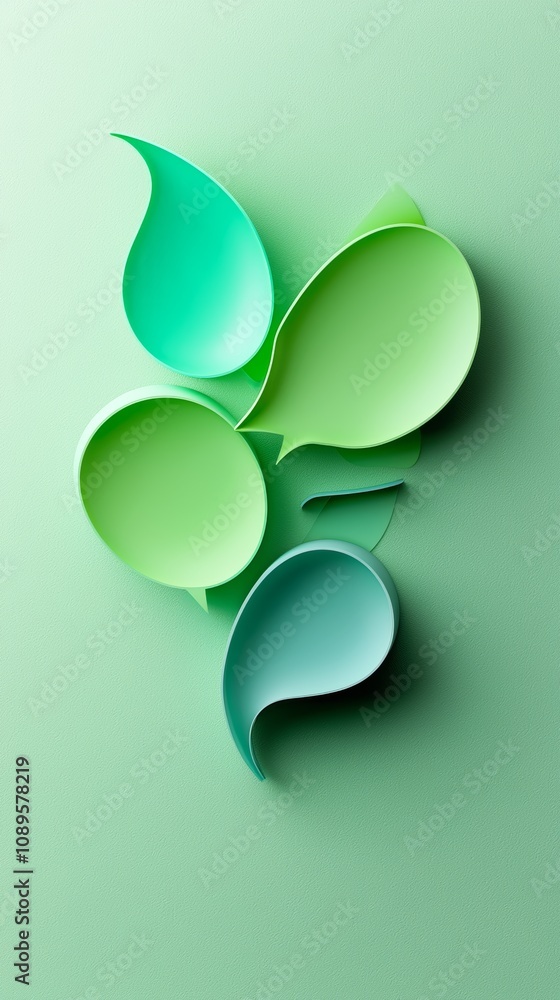 A crisp arrangement of speech bubbles on a gradient background transitioning from green to turquoise for a fresh and modern feel. A crisp arrangement of speech bubbles on a gradient background transitioning from green to turquoise for a fresh and modern feel.