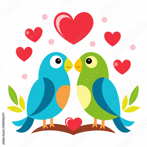 Lovebird Vector Art for Valentine's Day and Romantic Themes