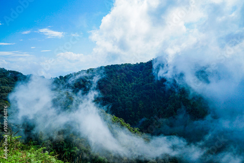 Exploring cloud-covered mountains tropical rainforest nature photography scenic landscape elevation adventure travel