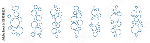 Simple fizzy bubbles. Sparkles underwater stream in water. Effervescent oxygen bubbles texture. Abstract fresh soda bubbles in the doodle style. 