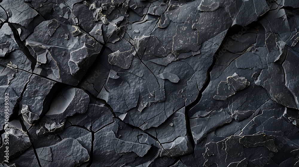 A close-up of cracked, dark rock surface showcasing texture and geological features. A close-up of cracked, dark rock surface showcasing texture and geological features.
