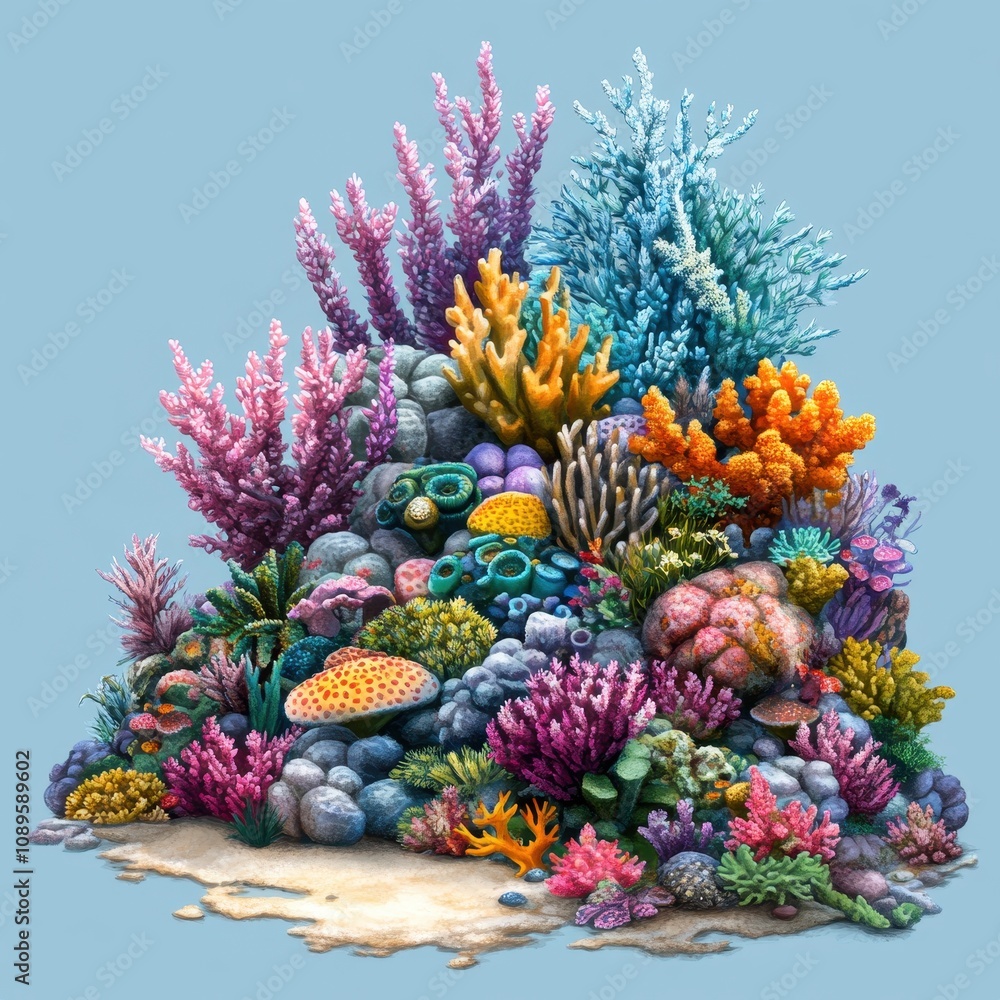 Fototapeta premium Vibrant Underwater Coral Reef Ecosystem
