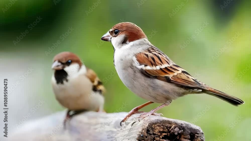 Sparrow sitting on a branch. Bird movement. Ornithology and bird watching. Wildlife. Peaceful screensaver Sparrow sitting on a branch. Bird movement. Ornithology and bird watching. Wildlife. Peaceful screensaver