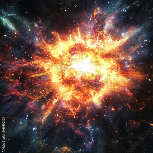 Wallpaper Mural Bright explosion in deep space showcasing cosmic energy and colors Torontodigital.ca