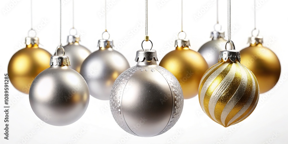 Elegant, shimmering Christmas balls, long exposure, hanging. Elegant, shimmering Christmas balls, long exposure, hanging.