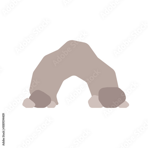 cartoon cave icon with stones like speleology