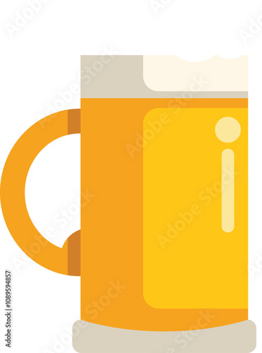 This vector illustration features a large beer glass filled with beer and topped with a frothy head, perfect for designs related to beer, bars, and celebrations