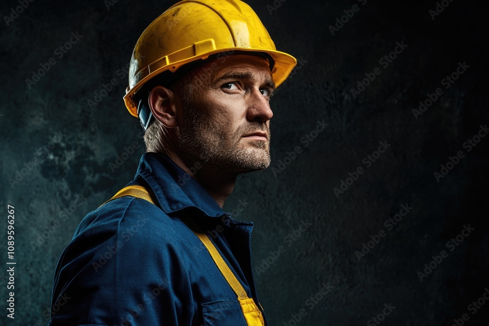 A person wearing a hard hat and blue shirt on a construction site A person wearing a hard hat and blue shirt on a construction site