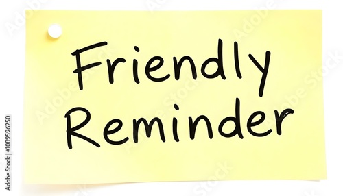 Friendly Reminder sticky note isolated on a white background