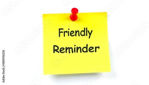 Friendly Reminder sticky note isolated on a white background