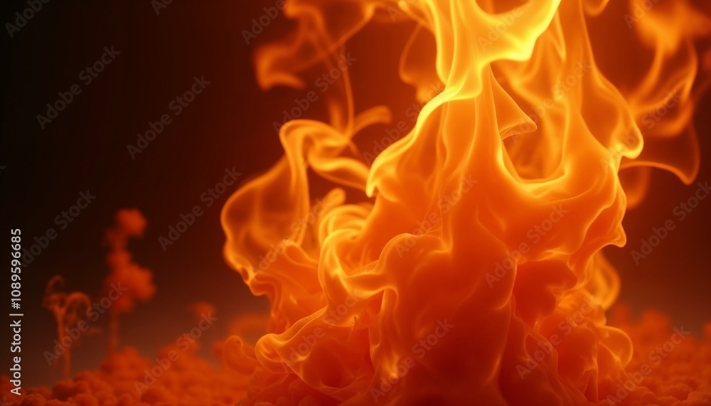 A dramatic depiction of bright flames dancing and swirling in a dark atmosphere A dramatic depiction of bright flames dancing and swirling in a dark atmosphere