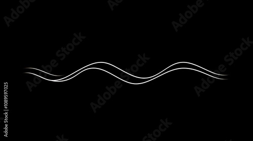 Abstract White Waves on Black Background