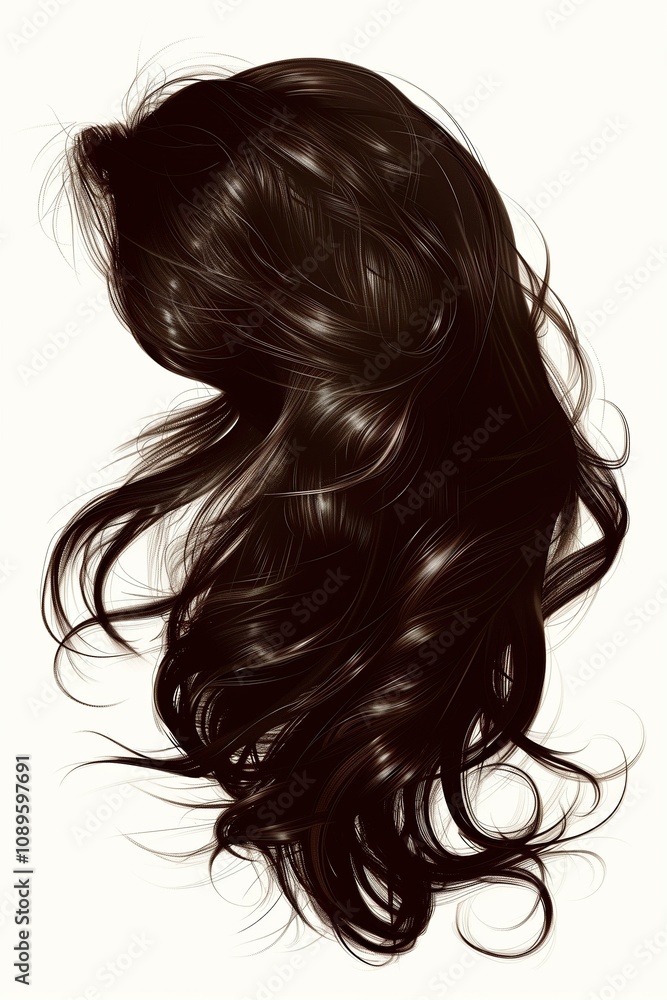 Naklejka premium Realistic strands of hair on a white background.