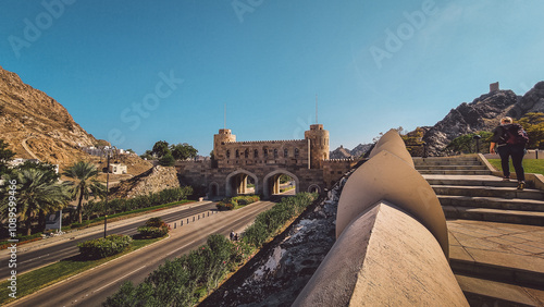 View of the old gate in Muttrah, Oman