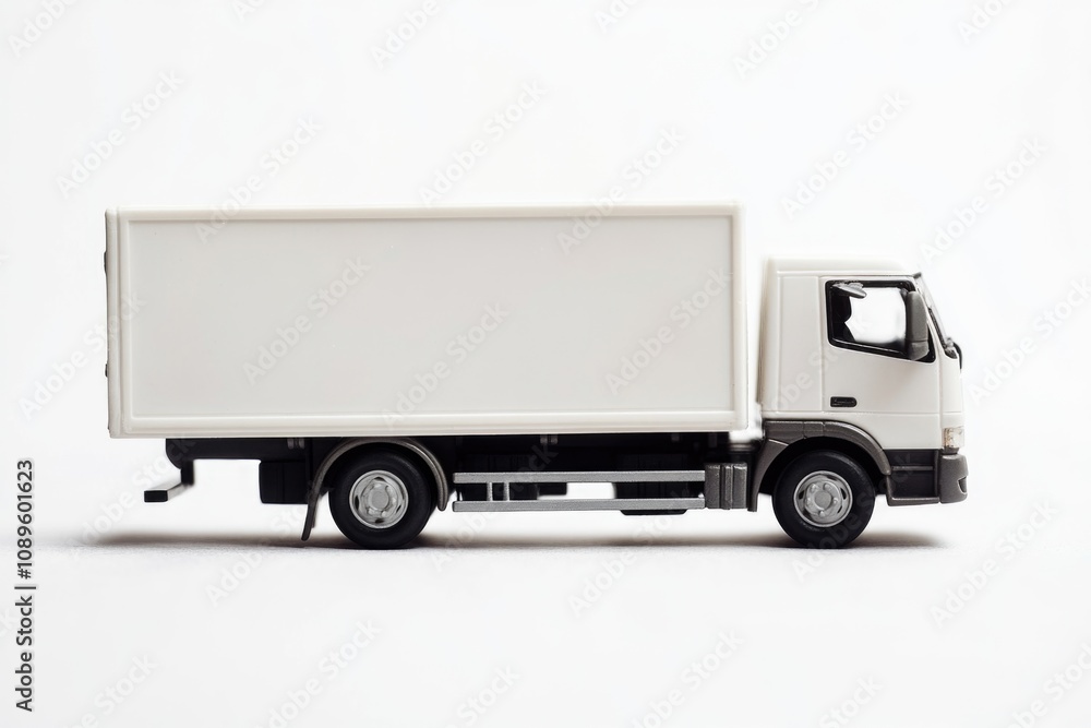 A white truck is parked on a white surface, providing a clean and minimalist backdrop A white truck is parked on a white surface, providing a clean and minimalist backdrop