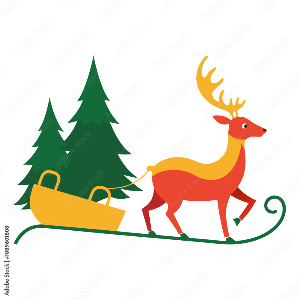 christmas reindeer with ribbon silhouette vector illustration christmas reindeer with ribbon silhouette vector illustration