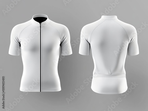 white Cycling jersey template mockup with front and back view.
 photo