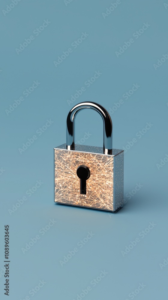 Naklejka premium Quantum computing cryptography concept. High-detail 3D of a quantum encryption padlock with vibrant colors.