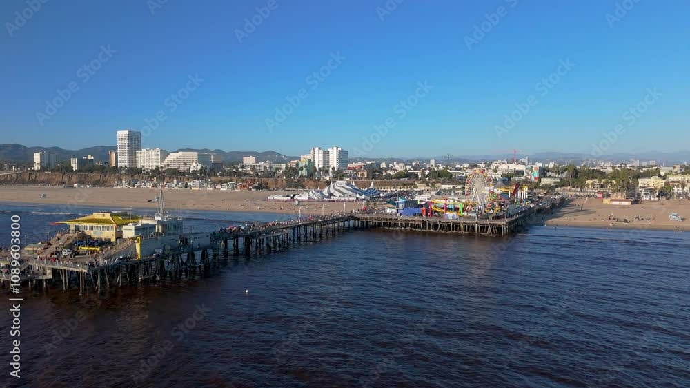 A Pacific Park located on Santa Monica pier in sunny day A Pacific Park located on Santa Monica pier in sunny day