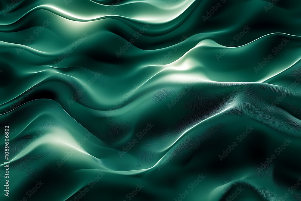 Obraz premium Abstract deep green background with glowing light texture