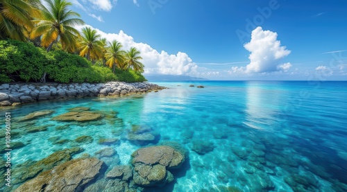 Tropical paradise with clear blue waters