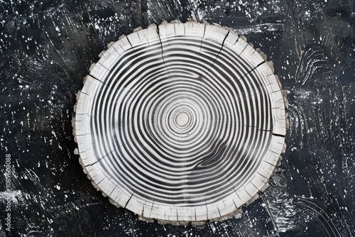 A tree stump with an intricate circular design photo