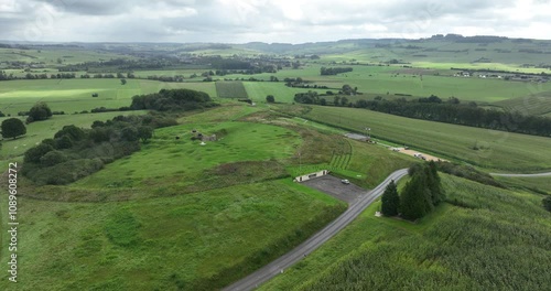 WW2 bunker monument in the historic site of Villy-La Ferte surrounded by green fields in France photo