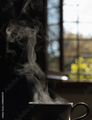 Hot smoking cup of tea