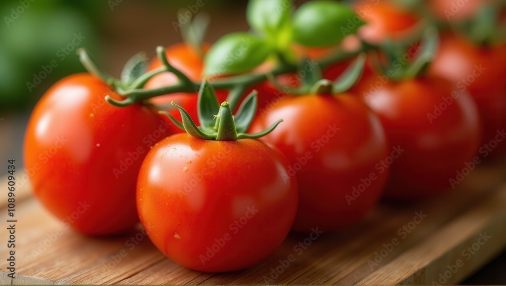 Vibrant red tomatoes on a wooden board, fresh basil leaves, ripe, healthy food, close-up, detailed texture. Generative, AI,
Vibrant red tomatoes on a wooden board, fresh basil leaves, ripe, healthy food, close-up, detailed texture. Generative, AI,