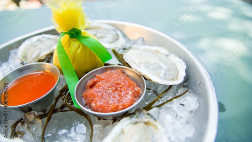 Cocktail sauce with Oysters photo