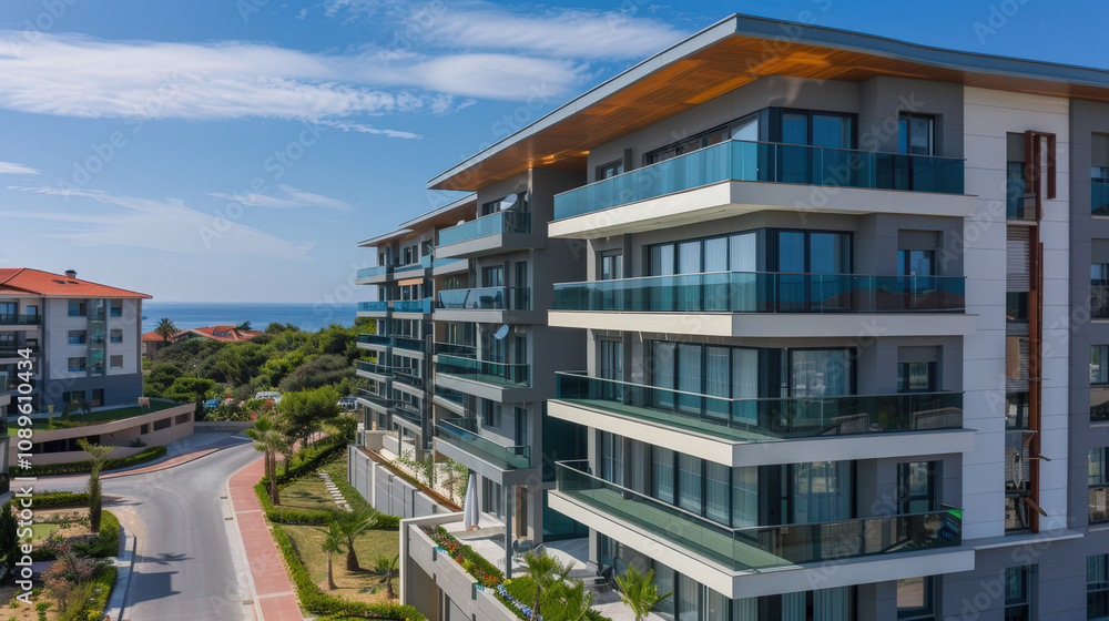 glass balconies on a modern apartment complex glass balconies on a modern apartment complex