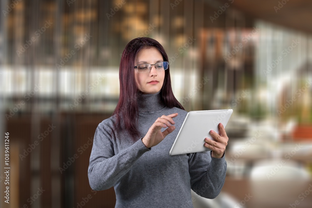 Young adult professional businesswoman use digital tablet Young adult professional businesswoman use digital tablet