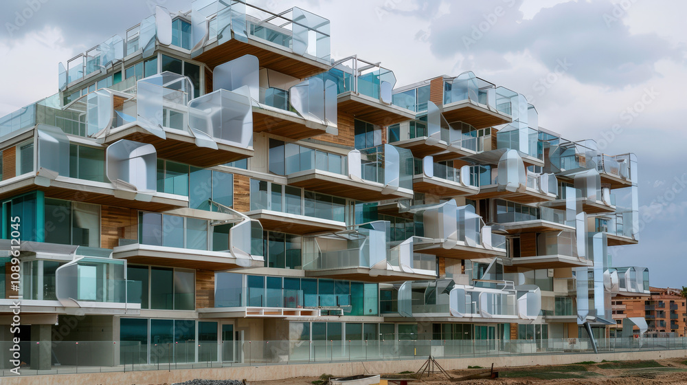 glass balconies on a modern apartment complex glass balconies on a modern apartment complex