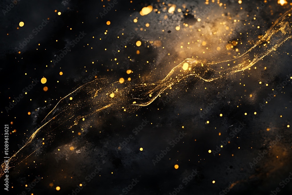Black background with golden streaks of light Black background with golden streaks of light