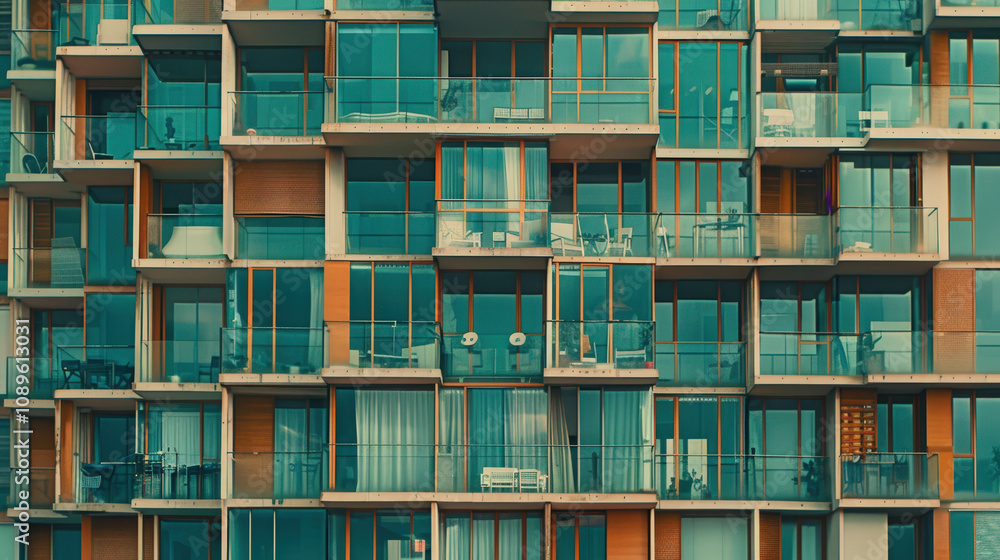 glass balconies on a modern apartment complex glass balconies on a modern apartment complex