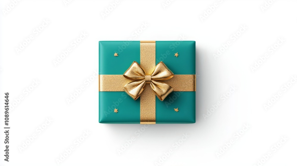 Charming gift box with golden ribbon. Charming gift box with golden ribbon.