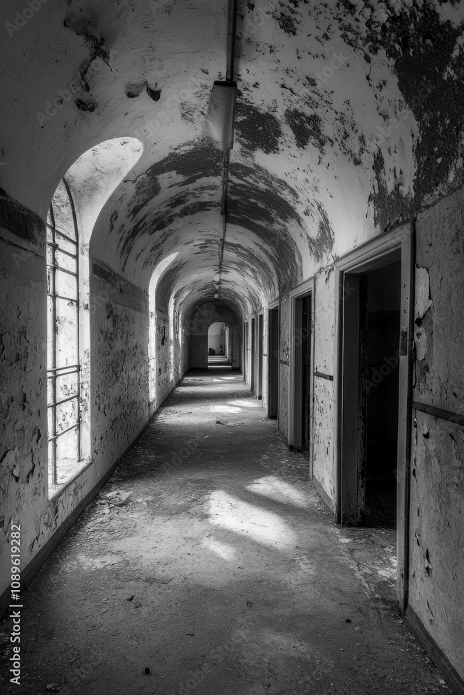 Long Hallway with Doors Long Hallway with Doors