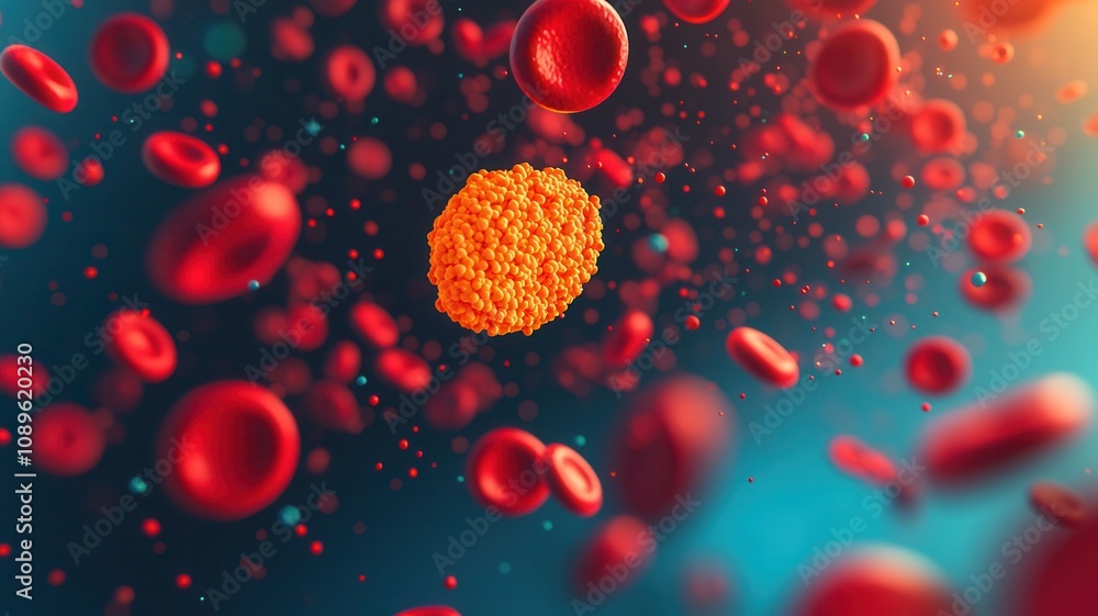 A vivid depiction of red blood cells and a larger, vibrant cell in a dynamic, abstract background, highlighting the intricate nature of blood components. A vivid depiction of red blood cells and a larger, vibrant cell in a dynamic, abstract background, highlighting the intricate nature of blood components.