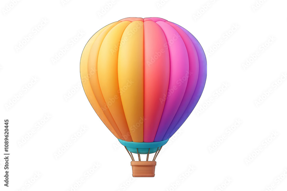 Hot air balloon icon isolated on a transparent PNG white background, 3D rendering Hot air balloon icon isolated on a transparent PNG white background, 3D rendering