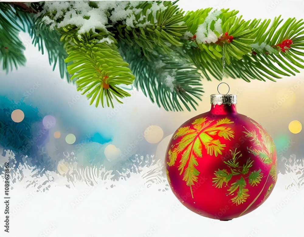 ola de navidad colgada de arbol Navideño, espacio para texto. ola de navidad colgada de arbol Navideño, espacio para texto.